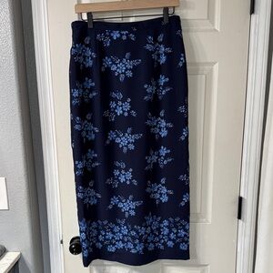 Pendleton Navy Skirt with Light Blue Floral Trim Size 8